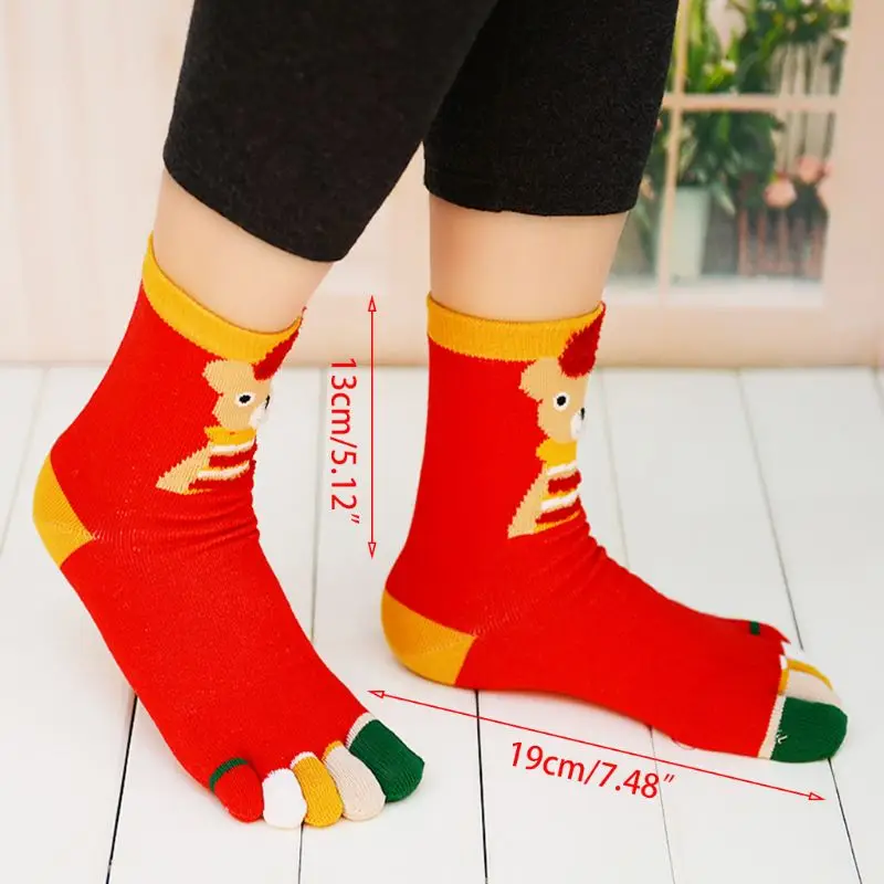 4 Pair/box Unisex Sock Fashion Women Men Christmas Cartoon Printed 5-toe Socks
