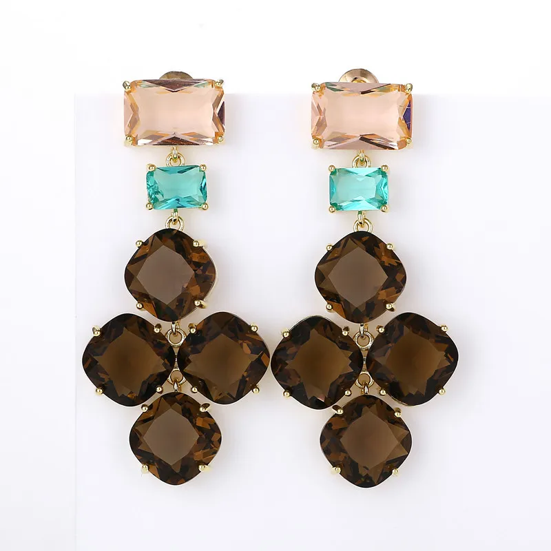 

Korean Trend Geometry Earrings Statement Jewelry Shining Crystal Dangle Women Luxury Wedding Earings With Cubic Zirconia