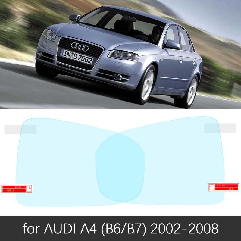 Audi A4 B6 B7 02-08 Для Audi A4 B6 B7 B8 B9 8E 8H 8K 8 Вт S4 RS4 2002~ полное покрытие Зеркало заднего вида непромокаемые Анти-противотуманная пленка аксессуары - Название цвета: Audi A4 B6 B7 02-08
