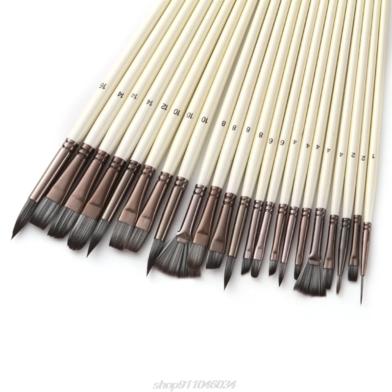 

24pcs Nylon Hair Wooden Handle Watercolor Paint Brushes Pen Scraper Scrubbing Brush Set DIY Oil Acrylic Painting M01 21 Dropship