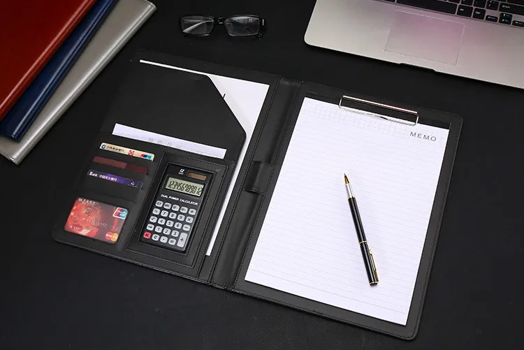 Папка-портфель A4 из искусственной кожи с калькулятором многофункциональная