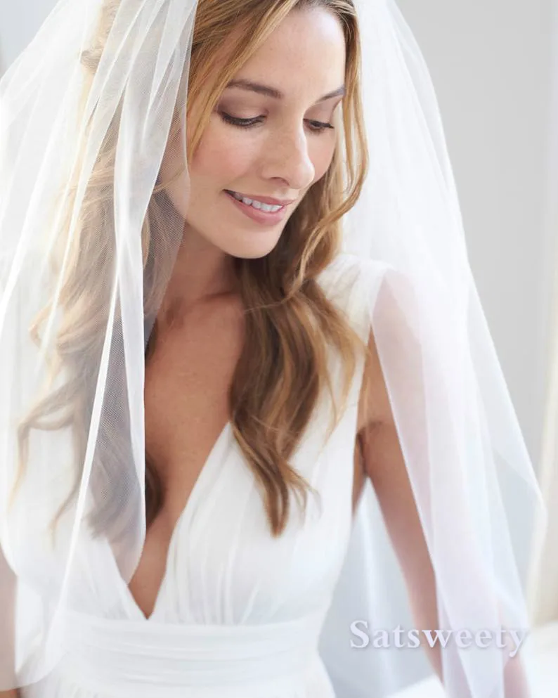 

Фата свадебная Однослойная с гребнем, Тюлевая, для невесты, длина кончика пальца, цвет слоновой кости/белый