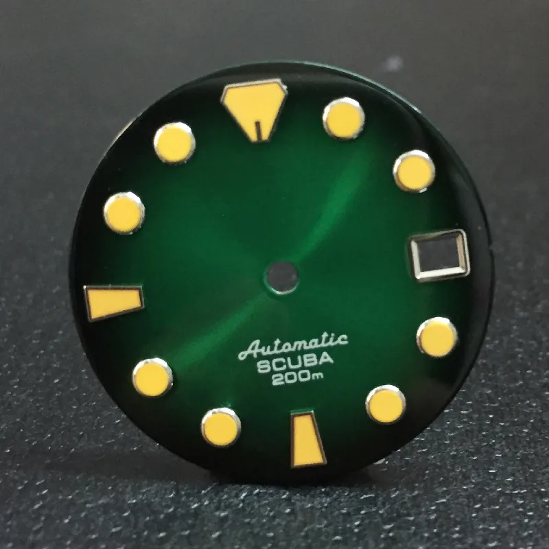 Watch accessories dial sunburst black  blue yellow red with yellow luminous fit Japanese NH35/36 automatic movement 28.5 mm