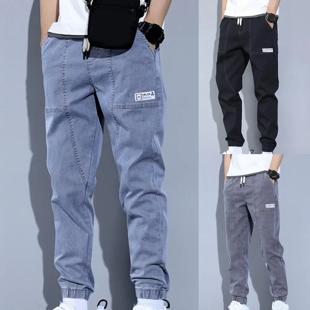 

Trendy Long Spring Men Trousers Men Pants Drawstring Elastic Waist