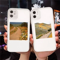 cottagecore style phone case clear matte transparent for white iphone 7 8 x xs xr 11 12 pro plus max mini funda