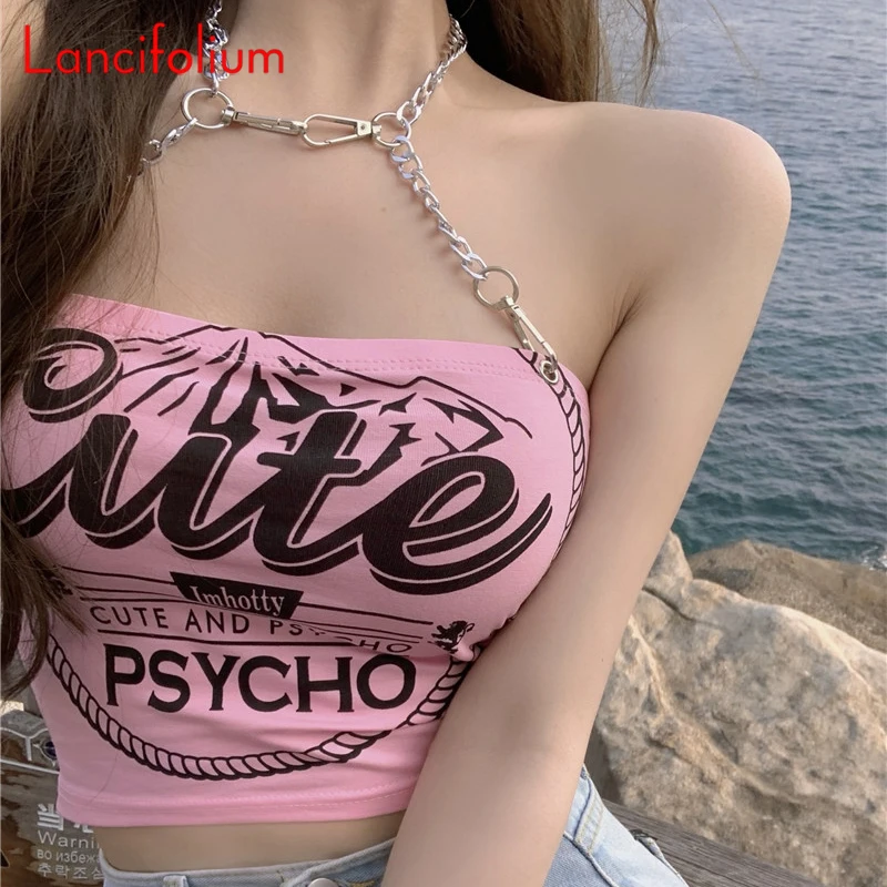 Женский короткий топ на бретельках сексуальный корсет с цепочкой бюстье в