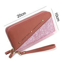 women fashion wallet travel casual double zipper hand hold package wristband popular handbag ladies long credit card coin purse