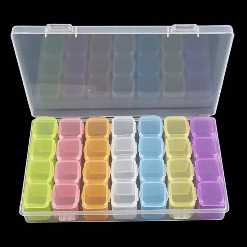 

28 сетка с крышкой ящик для хранения инструментов для ногтей для алмазной живописи контейнеры для хранения DIY украшения для маникюра Коллекц...