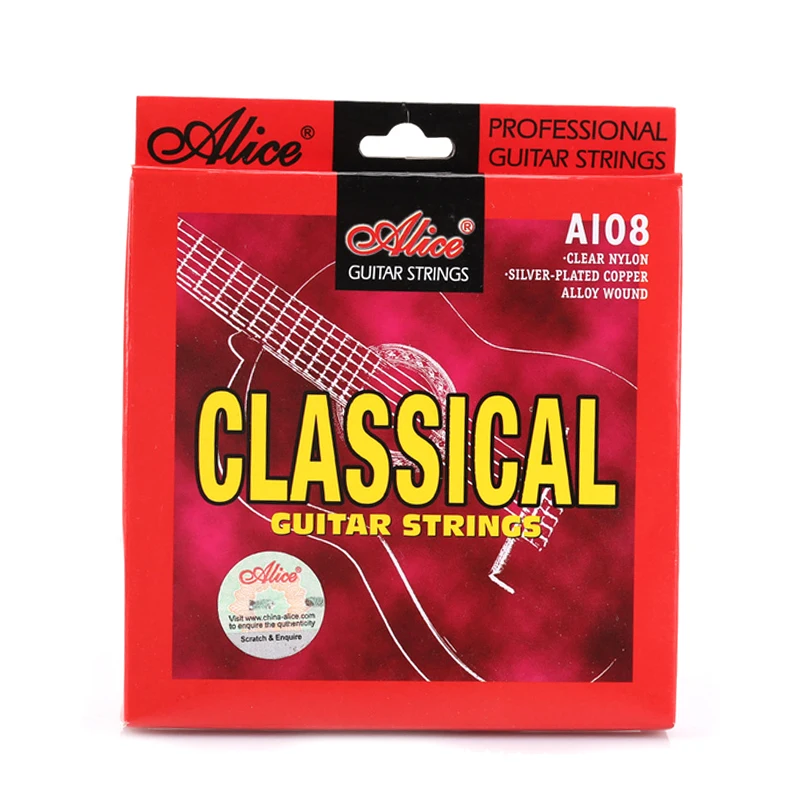 Классической гитары ясно нейлоновыми струнами струны с серебряным покрытием