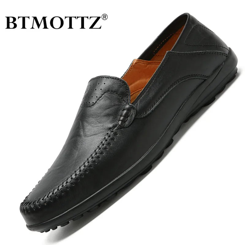 Italian Men Casual Shoes Genuine Leather Mens Loafers Moccasins Slip on Men's Flats Breathable Male Driving High Quality | Обувь