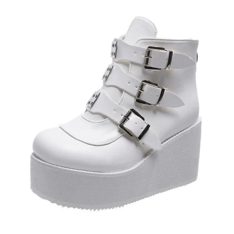 

2021 Spring/Autumn Women Europe and US Colorful Super High-Heeled Wedge Ankle Boots PVC Strap Decorating High Wedges Shoes Woman