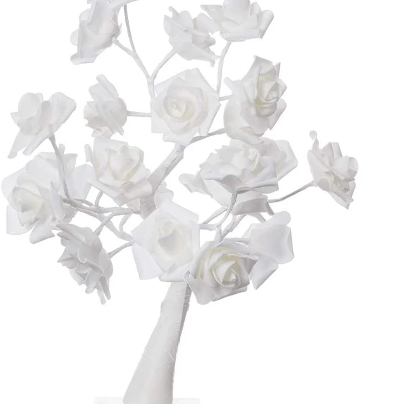 

24LEDs Table Lamp Lights 14.4Ft Desk Light Flower Rose Tree Two Mode Powered via USB Port and Battery for Home Decorations