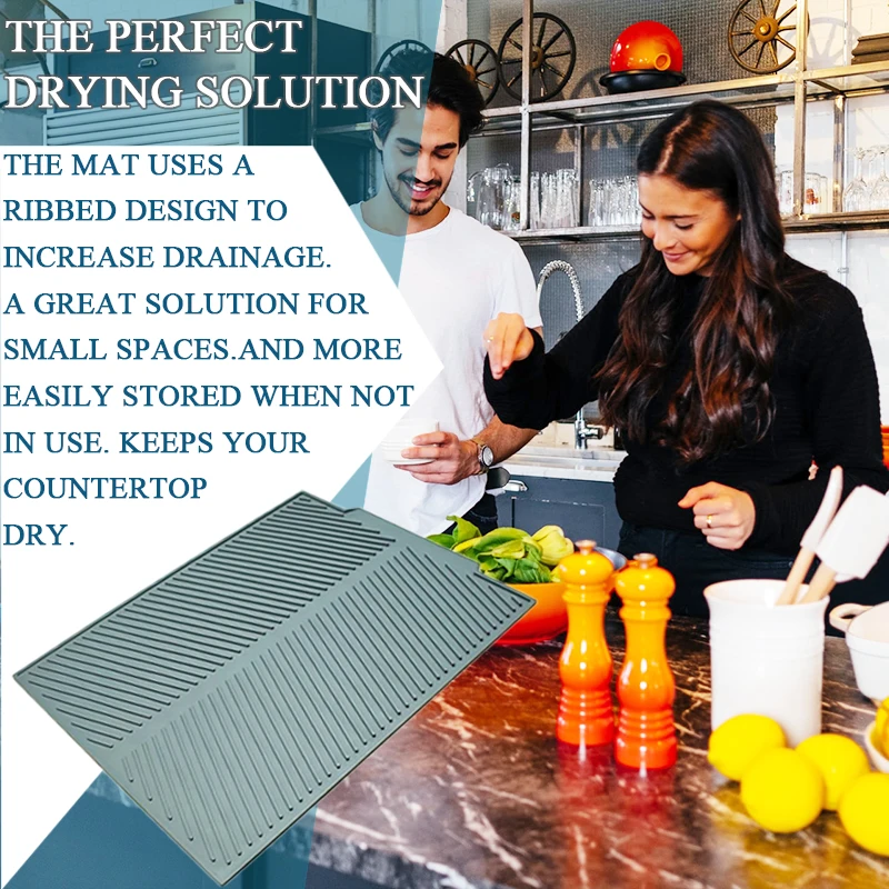 Большой коврик для сушки посуды EPASUN термостойкий силиконовый премиум класса