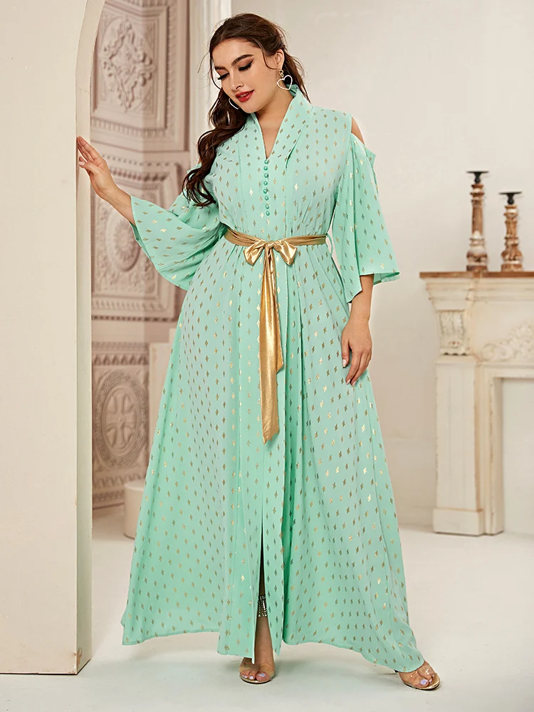 2021 Абая длинные весенние женские платья с рукавом бабочкой большого размера плюс