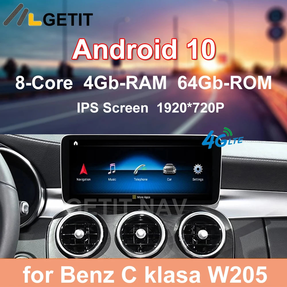 

Автомобильный радиоприемник, стереоплеер, GPS-навигация для Android 10, Mercedes benz C klasa W204 2011-2013 CCC CIC