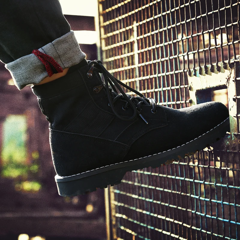 Осенняя обувь защитные тренировочные резиновые льняные мужские ботильоны