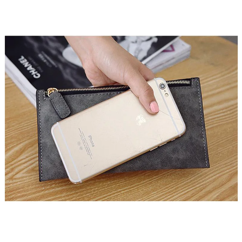 Женский кошелек женский Длинные сумки для денег простой стиль на молнии кожаный