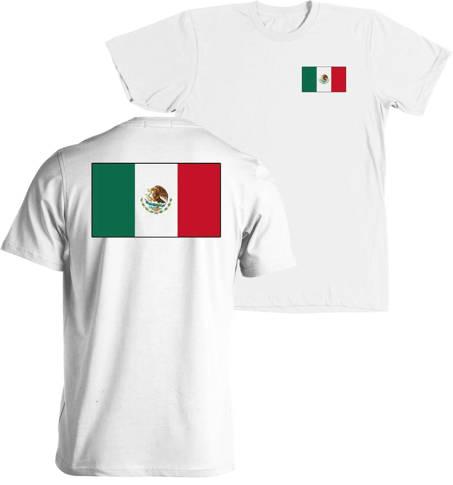 

Mexican Flag Front and Back Print Shirt Mexico Pride Tee - Mens Short Sleeve tshirt