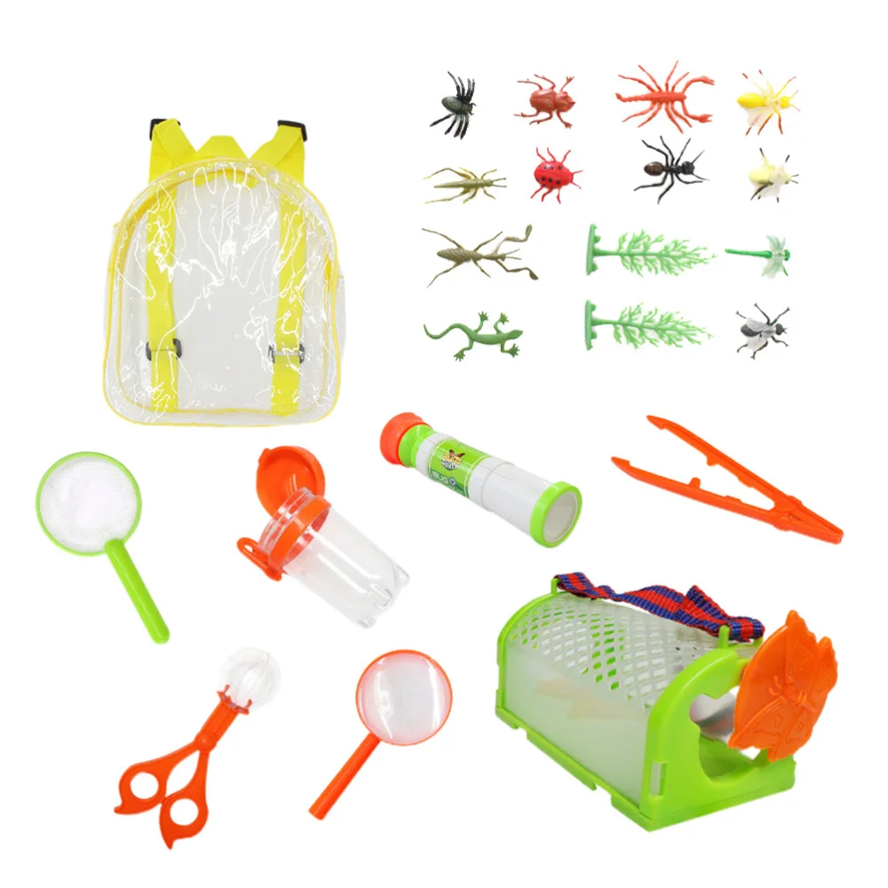 

22Pcs Insects Toys Set With Telescope Insect Net Outdoor Insect Observation Box Capture Kit Kids Scientific Educational Toys