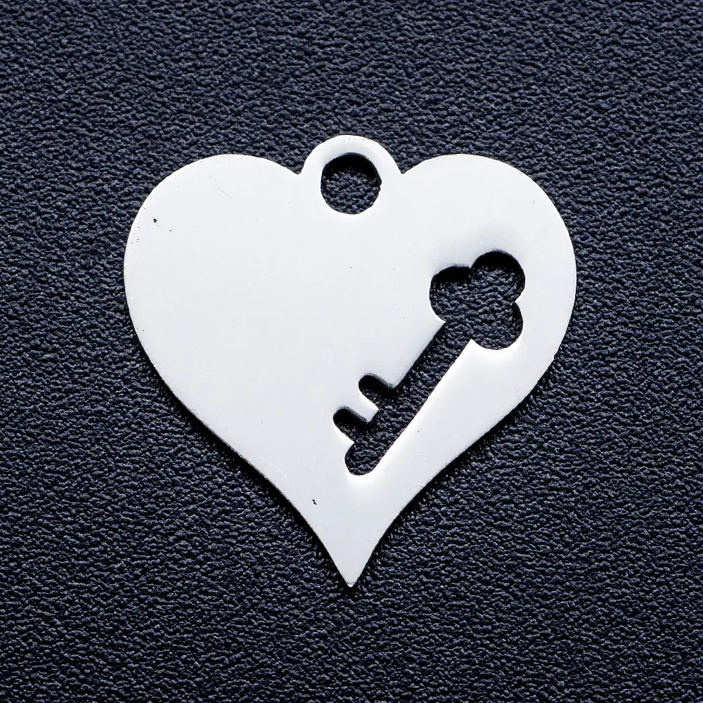 Wholesale 10 Pack Love Heart DIY Charms - 100% Stainless Steel Family Jewelry Pendant - Best Mom & Big Sister Heart Lock Key Connector Charm image 6