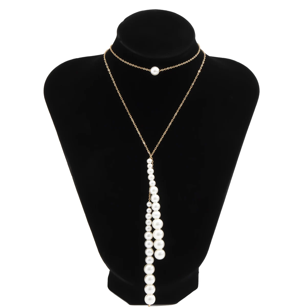 

IngeSight.Z Korea Elegant Imitation Pearl Choker Necklace Collar Statement Adjustable Gold Color Long Necklace for Women Jewelry