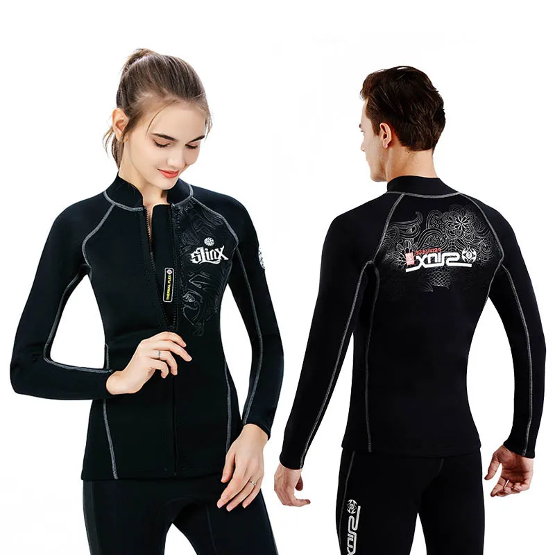 2mm Neoprene Diving jacket for men women long sleeve Sun-proof coat surfing snorkeling wetsuit Unisex thermal Swimwear | Спорт и