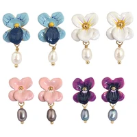 sweet statement enamel glaze flower earrings for women 2021 new trend brand jewellery europe and america temperament earrings