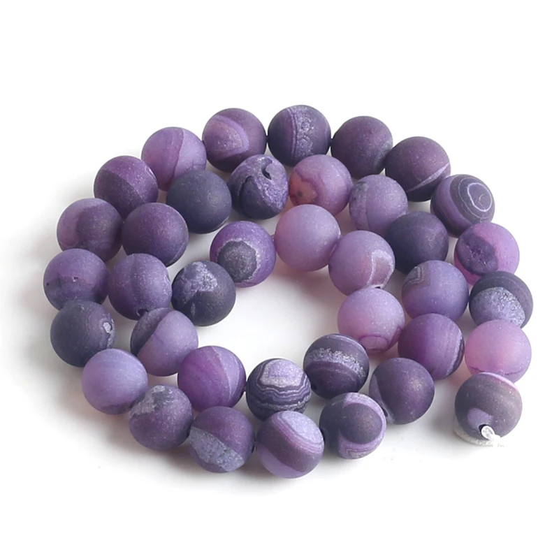 Круглые Бусины Из Друзового агата 6/8/10 мм натуральный матовый камень браслетов 15