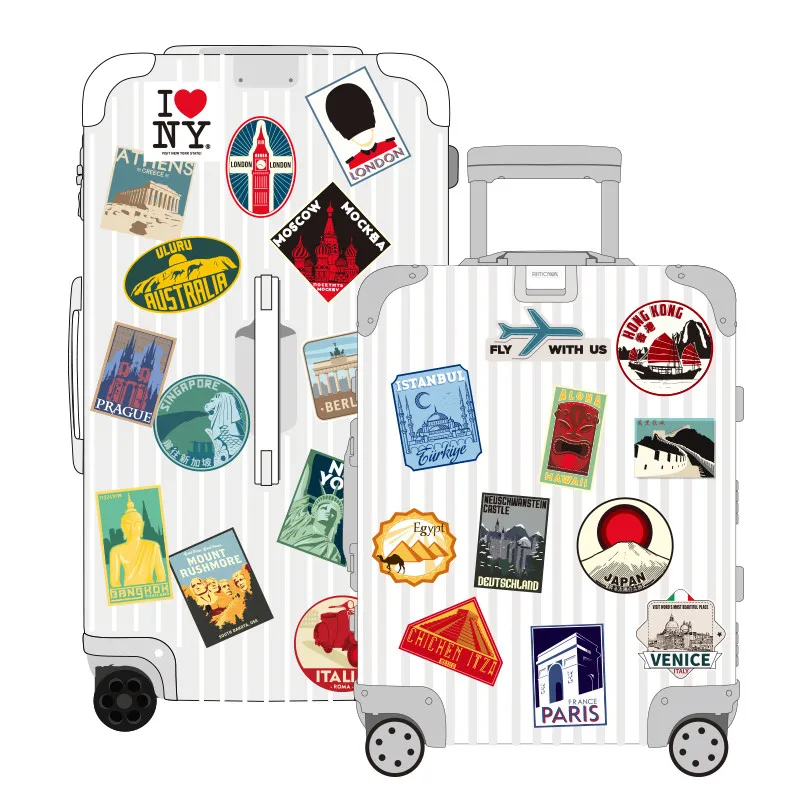 Дорожные наклейки в стиле ретро 23 стран большой размер кувшин для ноутбука