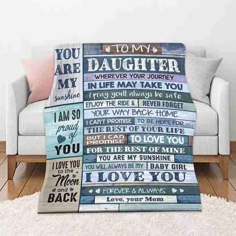 

1pcs Daughter Blanket Flannel Throw Blanket Letter Daughter Quilts Printed Daughter Blanket Blanket Sofa For Son And Home A4T5