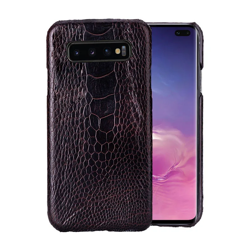 Phone Case For Samsung Galaxy S6 S7 edge S8 S9 S10 Note 8 9 10 plus A30 A50 A70 Natural ostrich skin A5 A7 J5 2017 A8 2018 | Мобильные