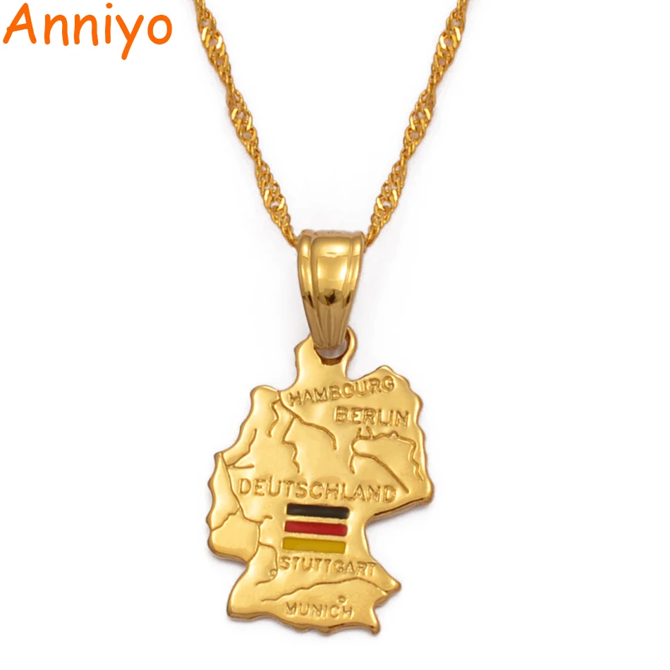 Anniyo Германия карта кулон в форме флага ожерелье для женщин золотые шорты девочек