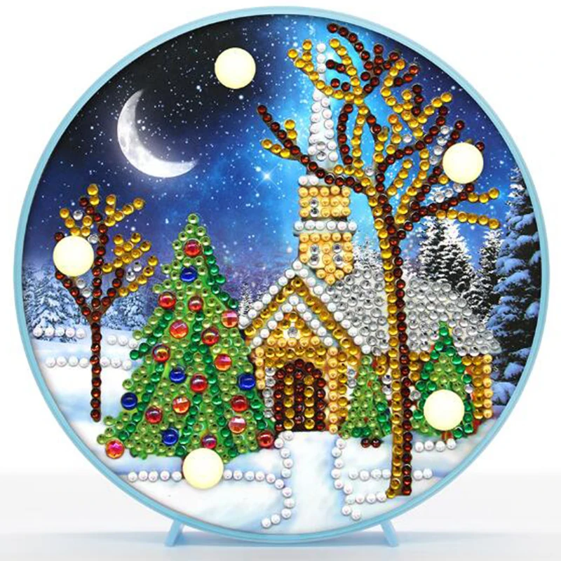 16X16X3CM Новая лампа DIY светодиодный ночник с алмазной росписью рождественское животное Пингвин вышивка крестиком специальная форма свадебное украшение - Цвет: 16X16X3CM