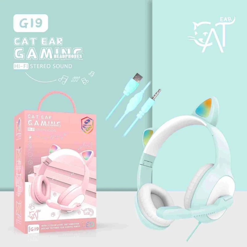 

Проводные наушники со вспышкой милые кошачьи ушки RGB Игровые наушники с микрофоном шумоподавление может управлять стерео Музыкальная гарн...