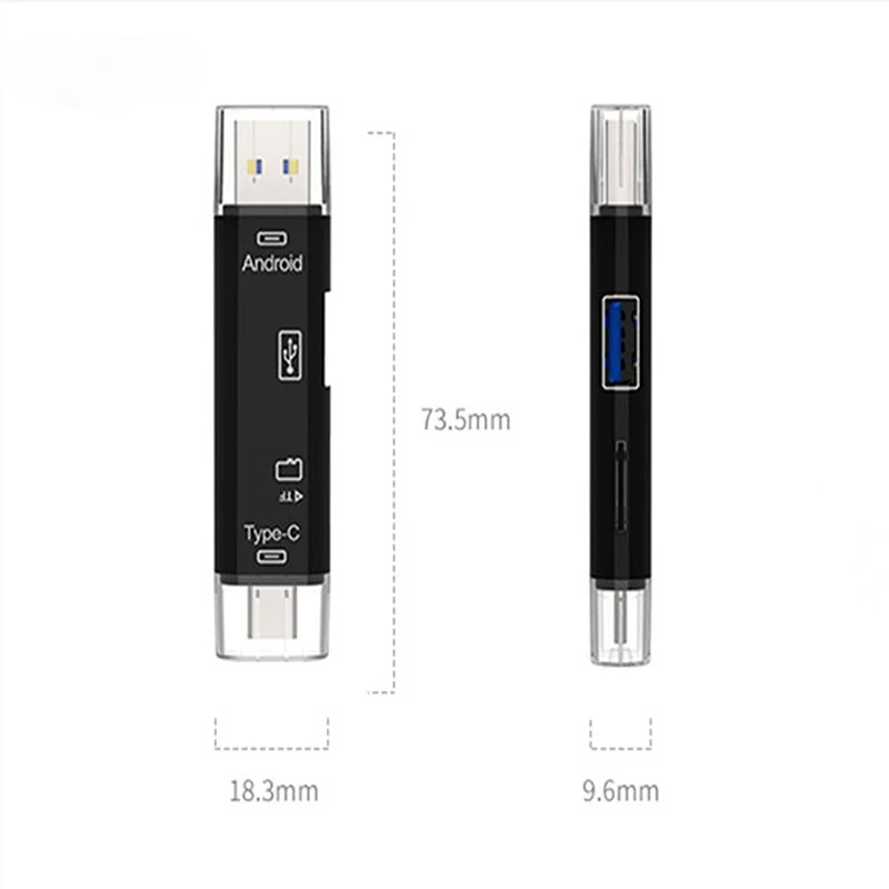 OTG кардридер 5 в 1 устройство для чтения карт Type C MicroUSB и USB высокоскоростной