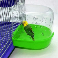 bird bath bathtub bath box bird cleaning tool cage accessories parrot bath transparent plastic hanging tub shower hanging decor