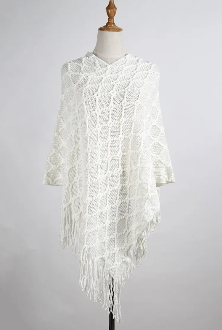 Женский свитер с кисточками длинный Однотонный V-образным вырезом в европейском