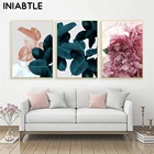 Современный розовый цветок зеленый плакат растений печать скандинавский лист холст картина Цветочные настенные художественные украшения картинки для гостиной