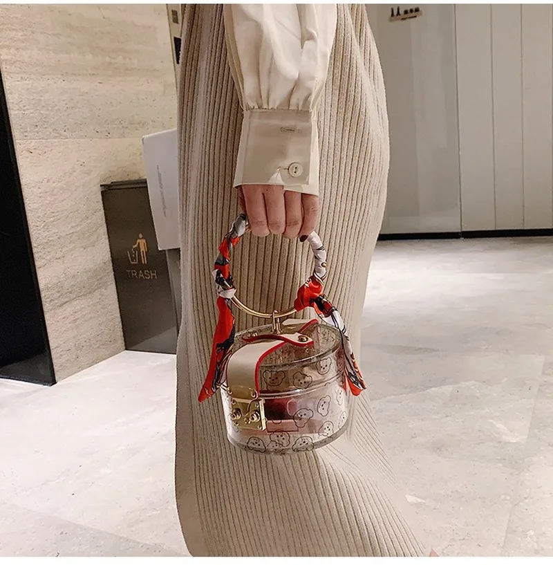 Миниатюрная сумка для женщин модный акриловый клатч с металлическими ручками