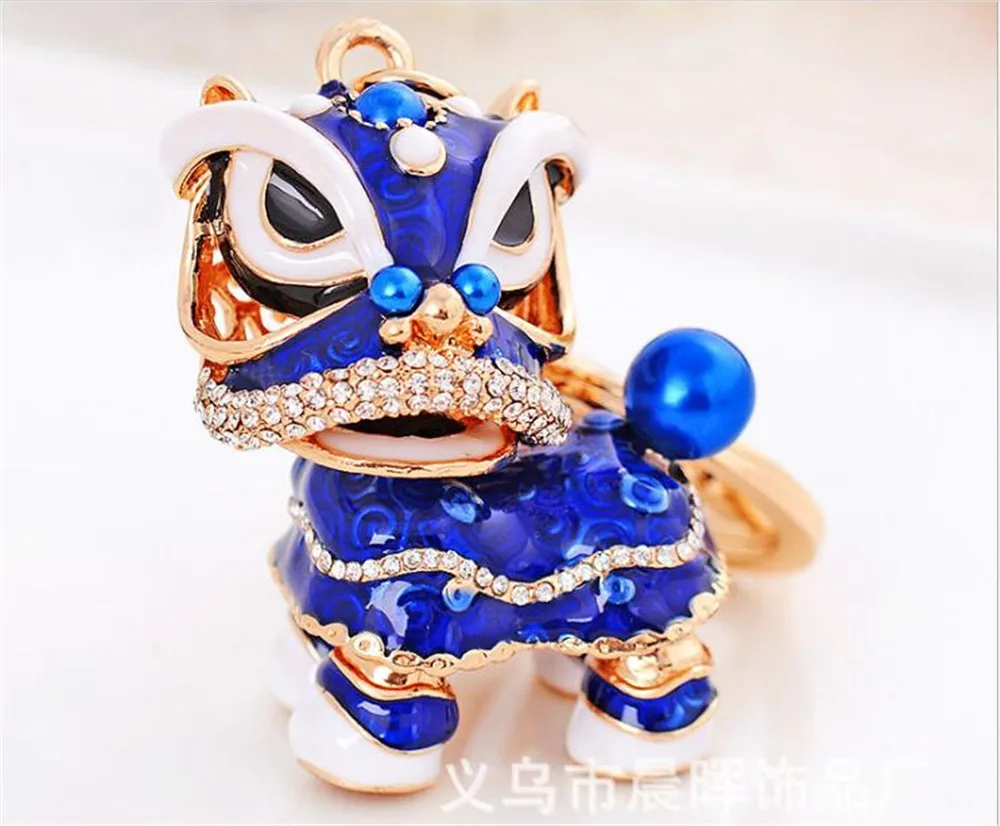Chinese Traditional Colorful Fancy Lion Dance Keychain China Town Happy New Year Promotional Gift Purse Bag Charm Key Chain B868 | Украшения