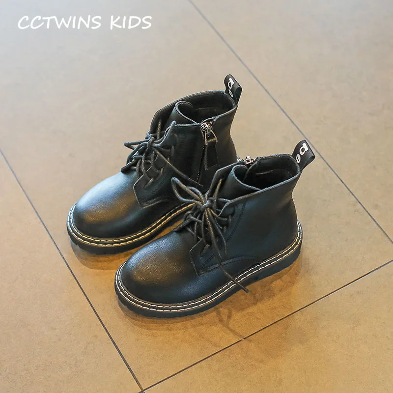 Black 1 CCTWINS обувь для детей осень для детей из искусственной кожи; обувь для маленьких детей сапоги Martin для девочек и мальчиков Модные ботильоны черного цвета MB036 - Цвет: Black 1