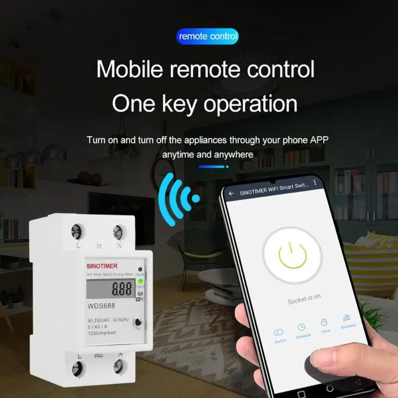 WDS688 Single Phrase DIN Rail WiFi Smart Energy Meter App Remote Control Electrical Equipment and Supplies | Обустройство дома