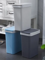 nordic hand pressed trash can with lid household bathroom living room rectangular flip with lid toilet kitchen press type