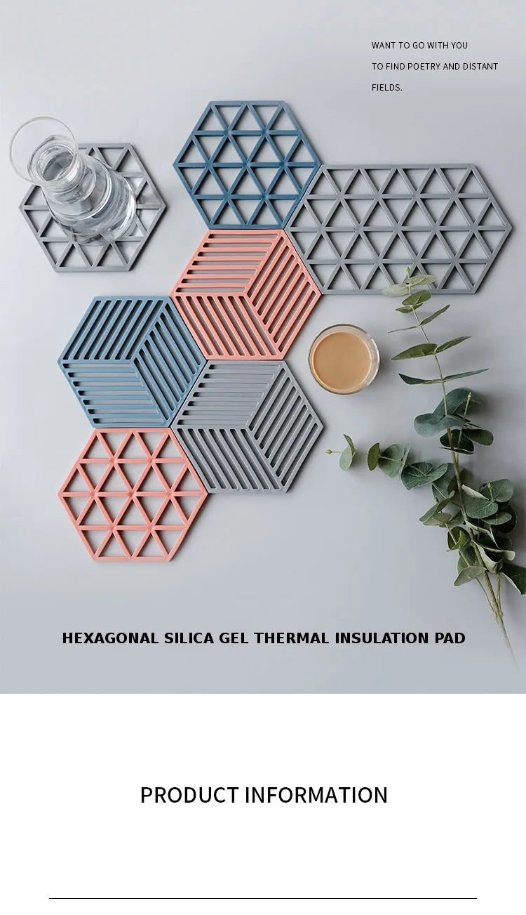 

Chic PVC Cup Coffee Hexagon Mats Pad Heat-insulated Bowl Table Placemat Home Decor Desktop Eco-friendly Nordic Simple