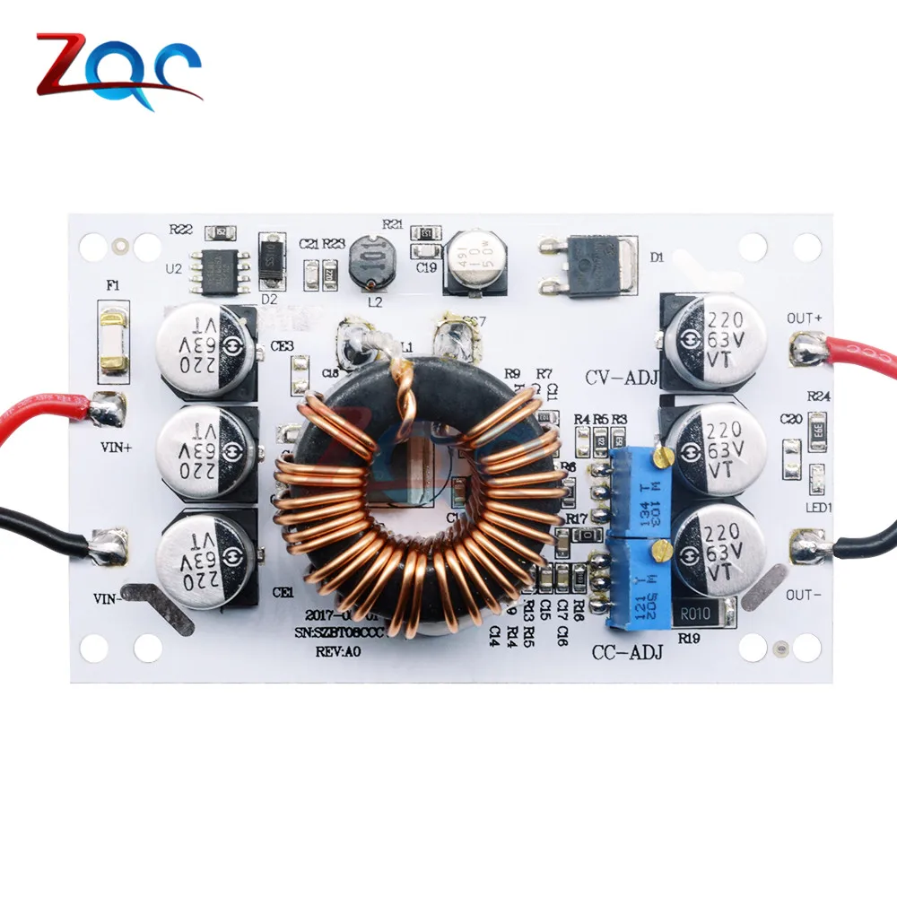 Регулируемый повышающий преобразователь постоянного тока 600 Вт с алюминиевой