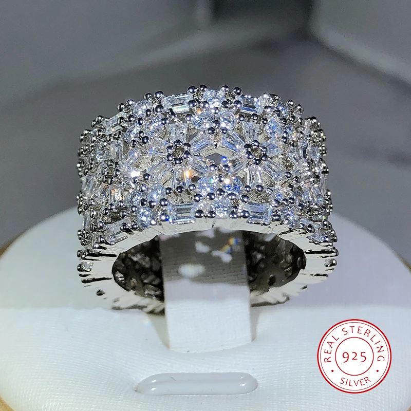 

Elegant Female 925 Sterling Silver Big Water Drop Zircon Stone Ring Finger Rings For Women Promise Love Valentine's Day Gifts