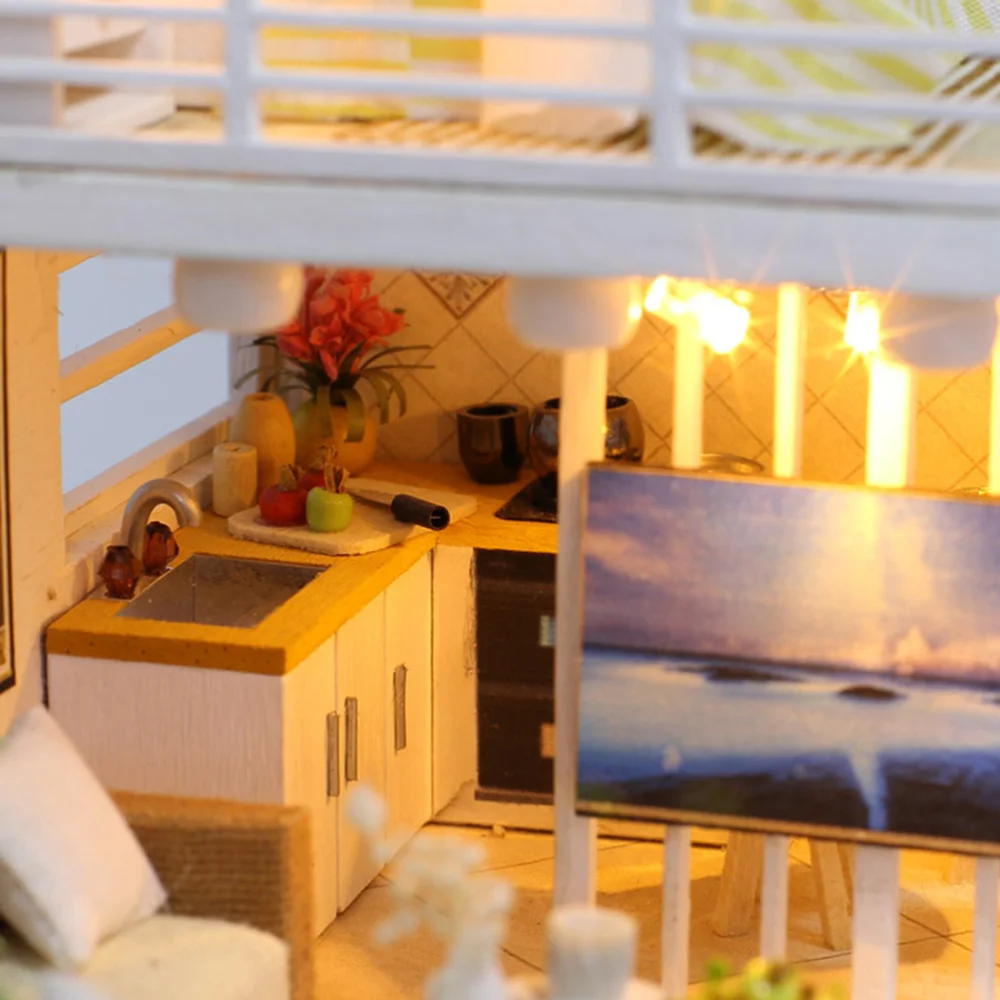 

mini house Miniature DIY House Kit Educational Assembly Model Creative Room With Furniture (Standard)