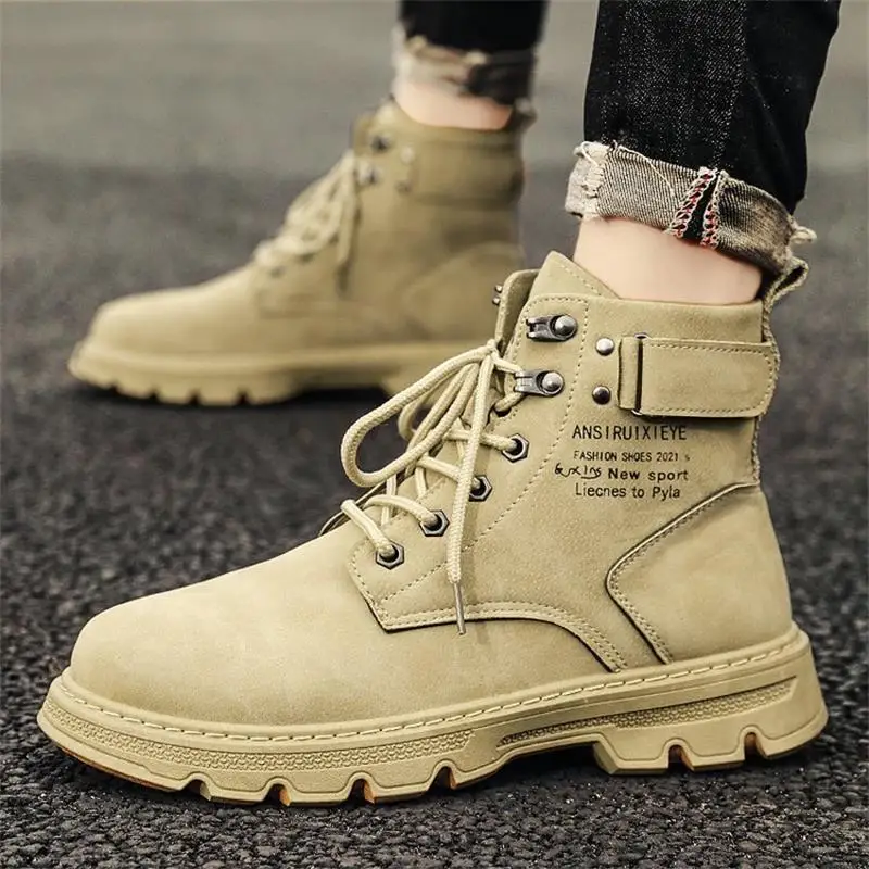 

Winter Men Shoes Handmade Solid Color PU Classic Round Toe Thick-soled Lace-up Ankle Velcro Fashion Casual Ankle Boots 5KE536