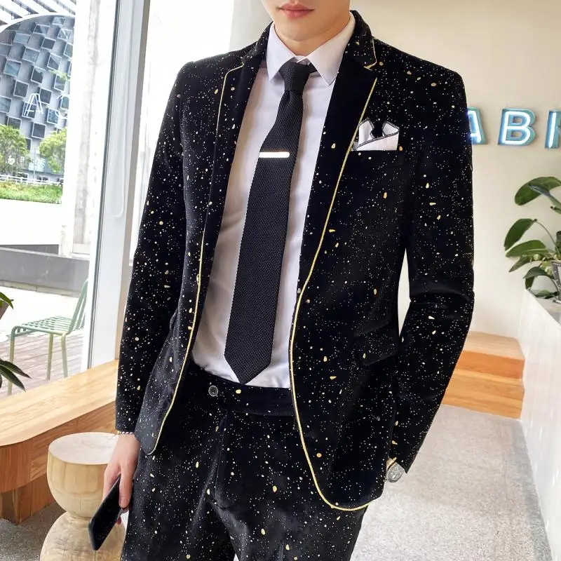 

Plyesxale Personality Polka Dot Pattern Men Blazer 2020 Black Green Slim Fit Fashion Elegant Nightclub Party Prom Blazers Q324