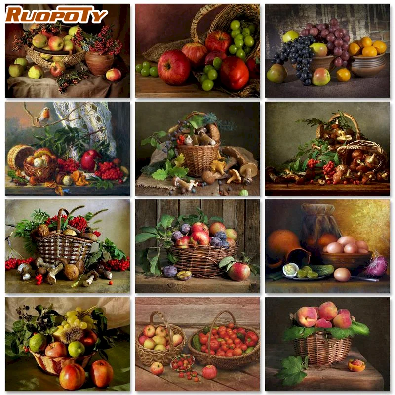 

RUOPOTY 60x75cm Frame Painting On Number Adults Fruit Picture By Numbers Acrylic Paint On Canvas For Home Decors Artcraft